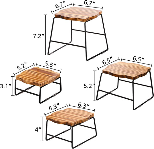 4 ZENFUN Piece Wood Buffet Risers, Dessert Table Risers Food Display Riser, Pizza Pan Riser, Cupcake Stand & Wood