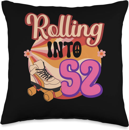 In-line Skates Towards 1974 Rolling Into 52 Throw Pillow, 16x16, Multicolor