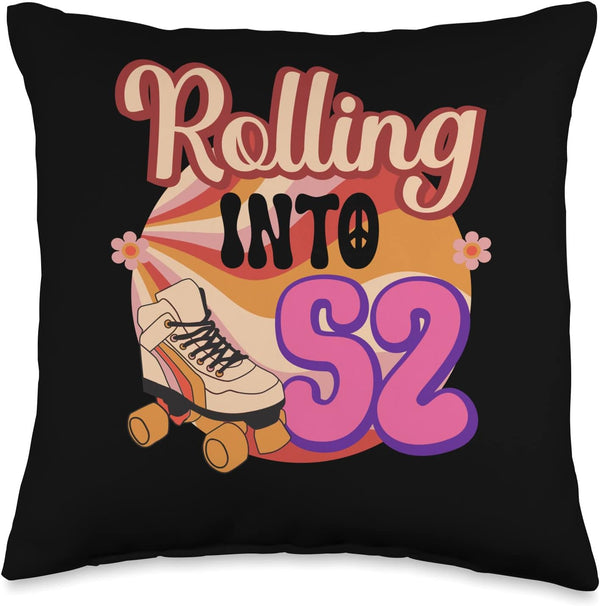 In-line Skates Towards 1974 Rolling Into 52 Throw Pillow, 16x16, Multicolor