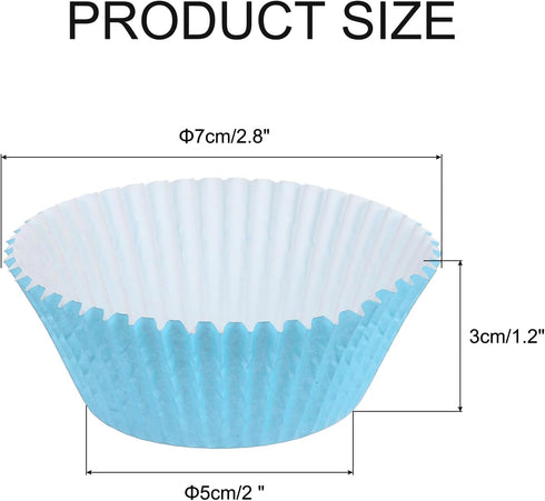 uxcell 100 Pcs Cupcake Liners, Muffins Paper Baking Cups Wrappers Standard Greaseproof for Baking Cupcake Wrapper, Sky Blue by uxcell