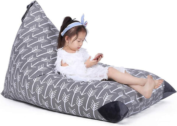 Jorbest Stuffed Animal Storage Bean Bag Chair for Kids and Adults, Premium Canvas Stuffie Seat - COVER ONLY (Grey with