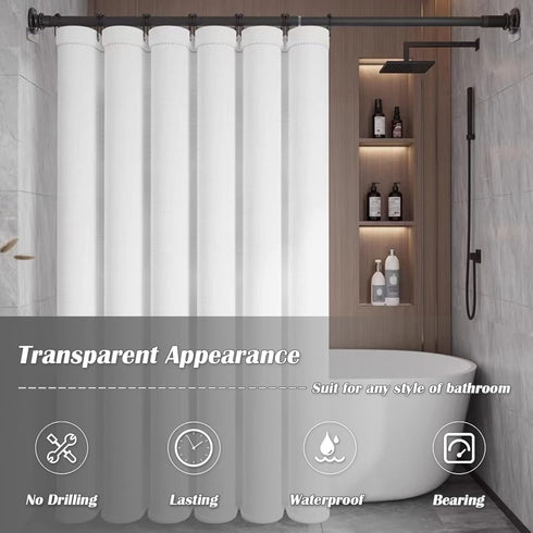 Adhesive Shower Curtain Rod Holder, 4 Pcs Tension Rod Holders, Transparent Wall Mount Holder for Shower Curtain