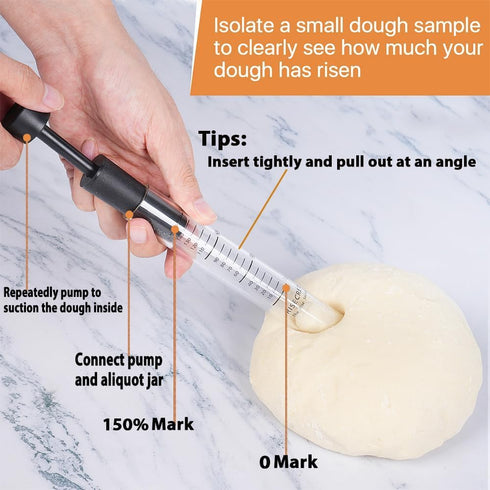 Risecret Set Sourdough Aliquot Jar with Pump and Stand, Dough Rise Measuring Tube for Bread Baking, Transparent Acrylic