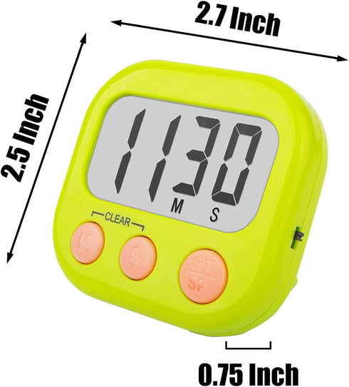 6 Pack Digital Kitchen Timers for Cooking Magnetic Timer for Cooking Loud Alarm green