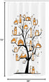 Ambesonne Cat Lover Stall Shower Curtain - Pet Family Tree Birds Crowd Fluffy Nature Art, 36" W x 72" L