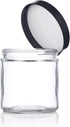 16 oz Large Clear Thick Glass Jar with Black Foam Lined Lid, 4 Pack