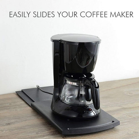 2 Pack Sliding Coffee Maker Tray, 12 Countertop Appliance Caddy Slider for Blender Toaster, Black ABS Rolling Out Tray