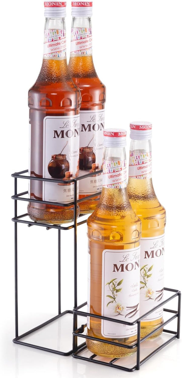 kimilus 4 Bottle Coffee Syrup Organizer Coffee Syrup Rack for Coffee Bar Kitchen