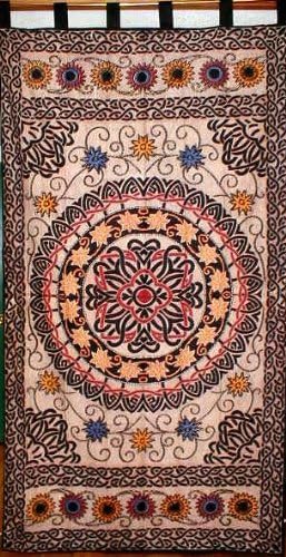 India Arts Celtic Sunflower Tab Top Curtain-Drape-Door Panel, Blue, 44" x 88"