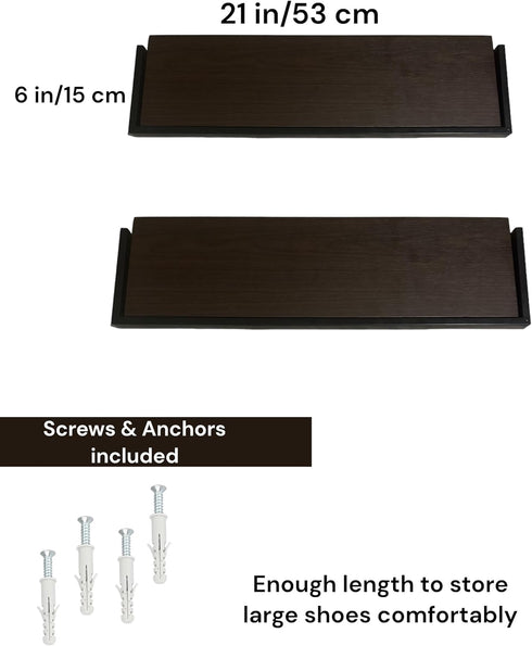 Set of 2 Wall Shoe Rack - Space Saving Wall Mounted Shoe Organizer - Durable Shoe Holder for Small Spaces - Wall Shelf