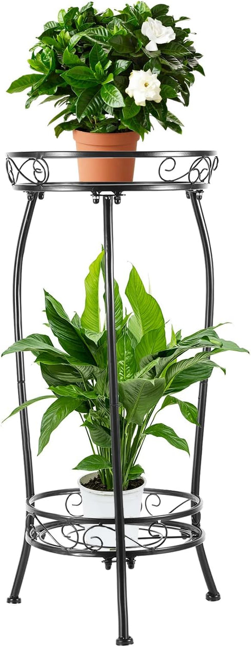 Plant Stand Indoor Outdoor 2 Tier 27" Tall Metal Potted Holder Rack