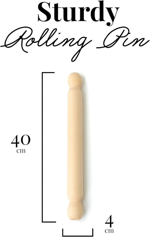 Tuuli Kitchen French Wooden Rolling Pin, Baking Roller for Pizza, Pasta, Puff and Other Doughs (40 x 4 cm)