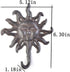 Antiqued Cast Iron Sun Head Single Hook Hanger, Heavy Duty Animal Shaped Coat Hat Hook, Decorative 1 pc
