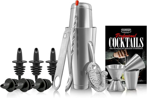 NutriChef Mixology Bartender Cocktail Shaker Set - 15 Piece Essential Martini Making Kit