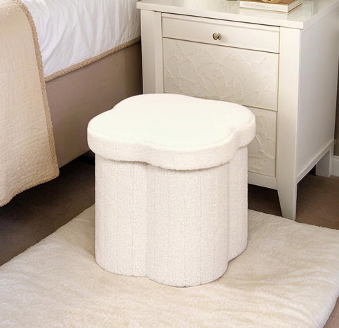 12.6" Small Ottoman with Storage, Flowers Shaped Foldable Foot Rest for Dorm