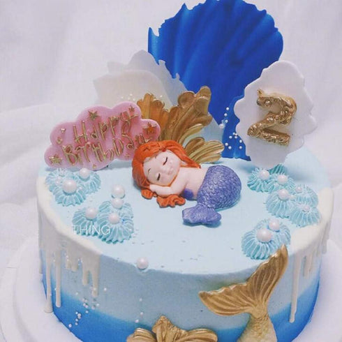 OBTANIM Silicone Mermaid Fondant Mold, Cute 3D Sleeping Baby Girl Mould for Cake Topper DIY Decoration Baking Tool