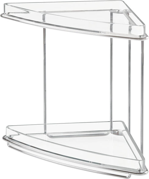 Countertop 2-Tier Counter mDesign Steel/Plastic Freestanding Corner Shelf Organizer with Storage for Bathroom, Vanity