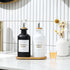 BONLONG 11.8OZ Set 2Black/White Mouthwash Dispenser for Bathroom with Bamboo & Stainless Steel Pour Spout, Mouthwash