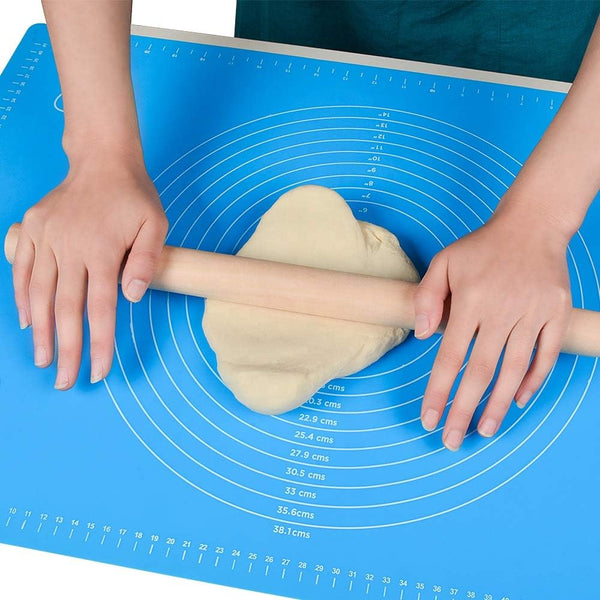 Non Stick Silicone Baking Mat, Blue 25 Inches x 18 Inches, Heat Resistant, Reusable, Easy to Clean with Measurements
