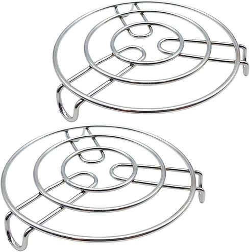 Iron Stand | Stainless Steel Trivet | Round Steamer Rack for Kitchen | Heat Resistant Hot Plate Holder | Pack of 2