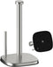 Brushed Nickel Paper Towel Holder, Standing Roll Holder for Kitchen Bathroom with Weighted Base and Suction Cups