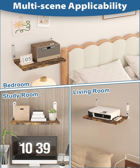 Ardier 24 lbs, Wall-Mounted Projector Shelf, Wooden Media Holder Holds Up to Floating Entertainment Shelves Furniture
