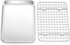 TeamFar Toaster Oven Pan with Rack Set, 9’’ x 7’’ x 1’’ Stainless Steel Baking Tray with Mini Cooling Grid Rack, 2pcs