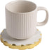 Set 6 Set, 4 inch of Real Marble Coasters with Golden Borders, decoratice White & Gold Coasters for Desk, Coffee Table