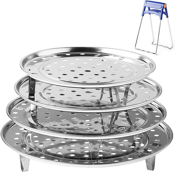 Round Stainless Steel Steamer Rack Set of 4, 7.6" to 10.23" Diameter for Canning, Stock Pot, Pressure Cooker