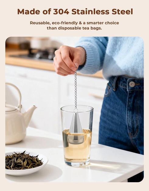 304 1.8 3 Cone Tea Infusers for Loose Leaf Tea, Stainless Steel Tea Strainer Fine Mesh, x Loose Leaf Tea Steeper with a