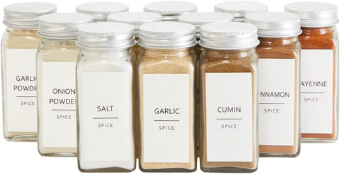Talented Kitchen 140 Minimalist Spice Jar Labels, Preprinted Waterproof Kitchen Organization Stickers for Spice Jars