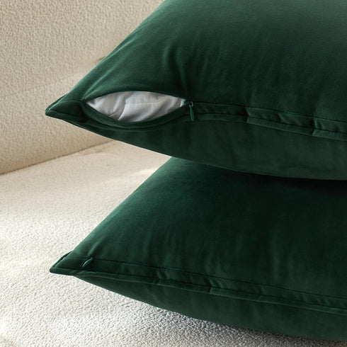 MIULEE 2 Pack of 16x16 Inch Army Green Christmas Decorative Velvet Throw Pillow Covers