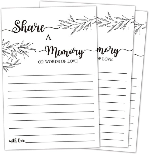 Share a Memory Card, Memorial Cards for Celebration of Life, Funeral Guest Book, 4x6 Inch, 50 Pack