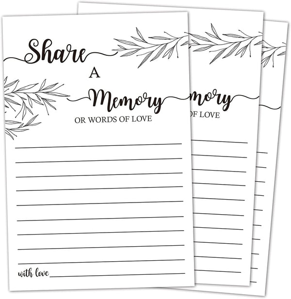 Share a Memory Card, Memorial Cards for Celebration of Life, Funeral Guest Book, 4x6 Inch, 50 Pack