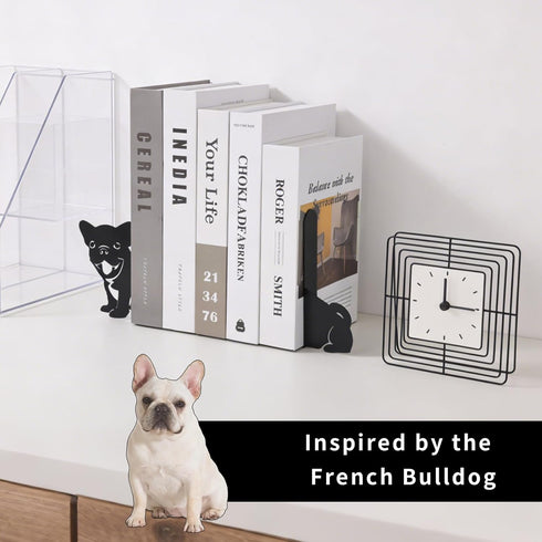 1 Book Ends, Pair Cute Dog Metal Bookends, Creative Decorative Book Holders for Home Office Bookshelf, Dog Lovers