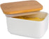 Arswin Porcelain Butter Dish with Bamboo Lid, Ceramic Butter Keeper Container for Countertop