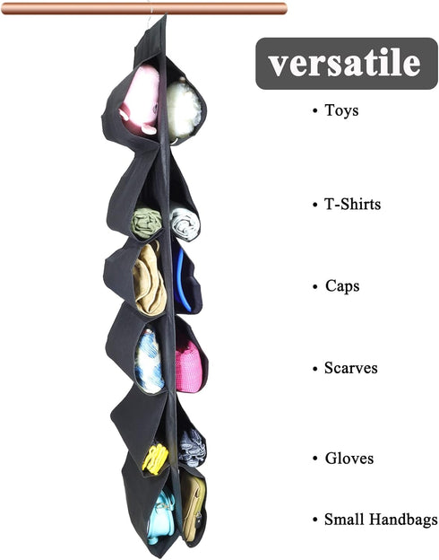 asoqwal 2 Pack 12 Closet Large Pockets Hanging Shoe Organizer for with Roating Hanger for Storage Mens Shoes,Kids
