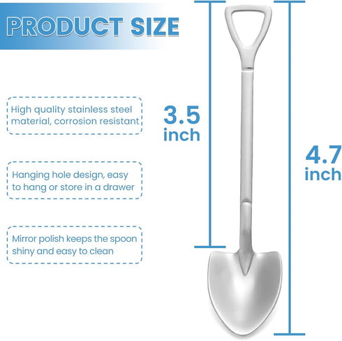 20 Pack Shovel Shape Demitasse Espresso Spoons, 4.7 Inches Stainless Steel Mini Coffee Spoons, Small Spoons for Dessert,Tea, Appetizer, Party Supplies