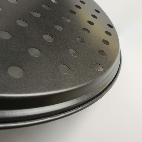 Non-Stick Round Pizza Pan with Holes, Best Perforated Carbon Steel Pizza Tray, 10 Inch