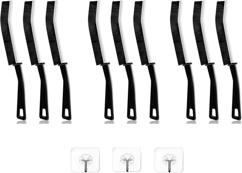 Hard Bristle Crevice Cleaning Brush - Effective Tool for Cleaning Small Gaps in Kitchen, Toilet, and Windows (9), Black