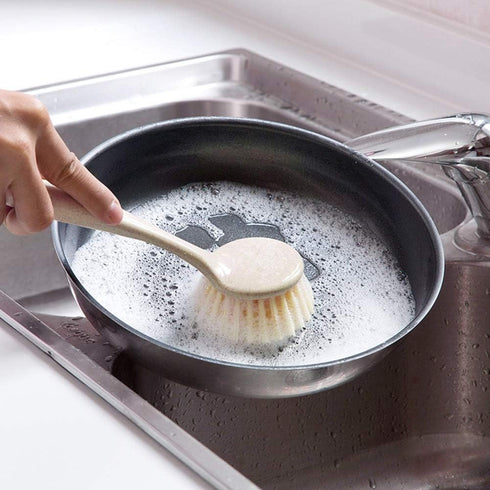 Jerliflyer Dish Brush with Handle, Long Handle for Cleaning Dishes, Pots, Pans, Sinks, Stoves