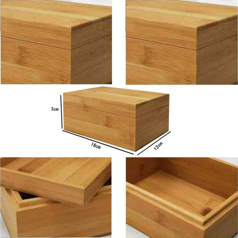 Zhou Bamboo Natural Storage Box with Cover, Unpainted Wooden Gift Box, 6.3x4.72x2.76 inch