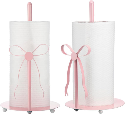 Honeydak Pink Bow Paper Towel Holder Coquette Cute Metal Pink Kitchen Decor