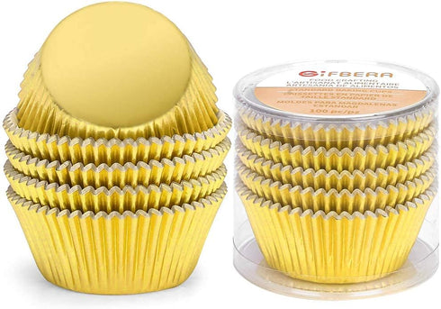Gifbera Gold Foil Muffin Cupcake Liners, Standard Size, 100-Count