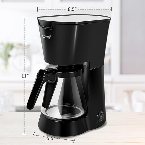 CAYNEL Drip Coffee Machine, 750ML Removable Water Reservoir, 5 Cups, Black