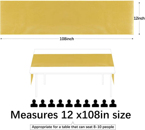 5 Pack Satin Table Runners 12 x 108 inches Long Silk and Smooth Fabric Gold Table Runner for Party, Wedding, Banquet,
