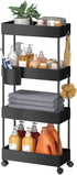 Pipishell Slim Storage Cart with Wheels, Bathroom Organizer for Small Spaces, Rolling Cart for Bathroom, Black