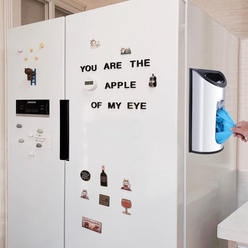 Magnetic Wall Mounted Trash Bag Holder, Grocery Bag Holder Stainless Steel Kitchen Trash Bag Organizer