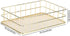 Wire Mesh Basket, Golden Desktop Metal Storage Tray for Home Cosmetic Stationery (9.6 x 6.5 x 2.6in)