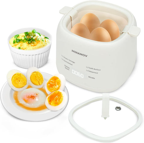 Electric Egg Maker with Auto Shut Off and Alarm, Smart Egg Cooker for Hard Boiled, Soft Boiled, and Steamed Eggs